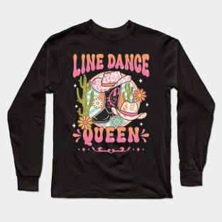 Line Dancing Line Dance Queen Country Dance Cowgirl Long Sleeve T-Shirt